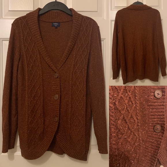 Reitmans burnt orange-brown cardigan - Picture 3 of 6